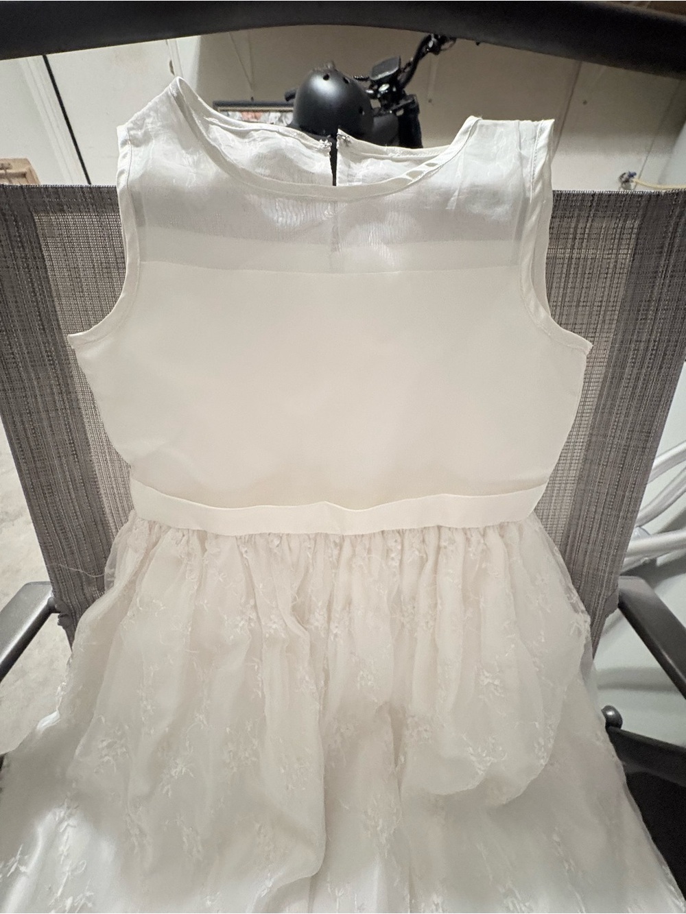 Girls White Lace Overlay Party Dress - Picture 3 of 7